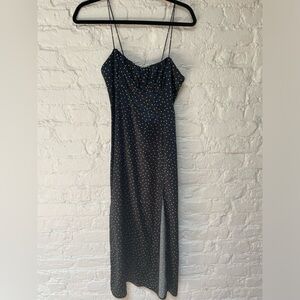 Zara Black Polka Dot Midi Slip Dress